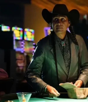  	Mo Brings Plenty Yellowstone S04 Black Leather Blazer Coat