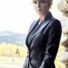  	Yellowstone Kelly Reilly Grey Suiting Fabric Single Breasted Blazer