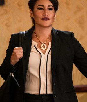  	Yellowstone Angela Blue Thunder Wool Black Dress Blazer Coat