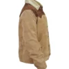  	Yellowstone S03 John Dutton Beige and Brown Leather Jacket