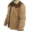  	Yellowstone S03 John Dutton Beige and Brown Leather Jacket