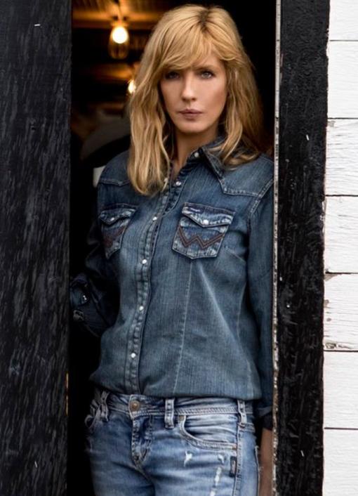Yellowstone Kelly Reilly Blue Denim Jacket Yellowstone Kelly Reilly Blue Denim Jacket