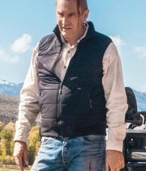  	Yellowstone Kevin Costner Navy Blue Quilted Vest