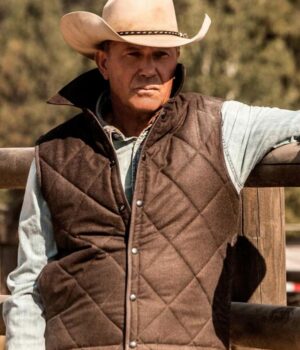  	Yellowstone John Dutton Quilted Black Cotton Vest