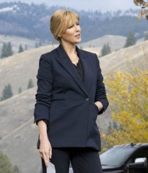  	Yellowstone S03 Kelly Reilly Blue Suiting Fabric Blazer