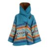  	Yellowstone Beth Dutton Turquoise Blanket Hooded Poncho Coat
