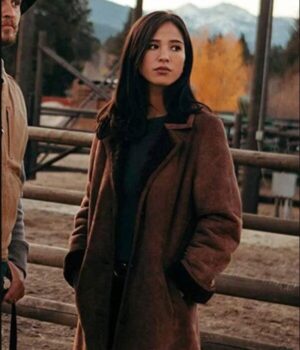  	Monica Dutton Yellowstone Suede Leather Brown Coat