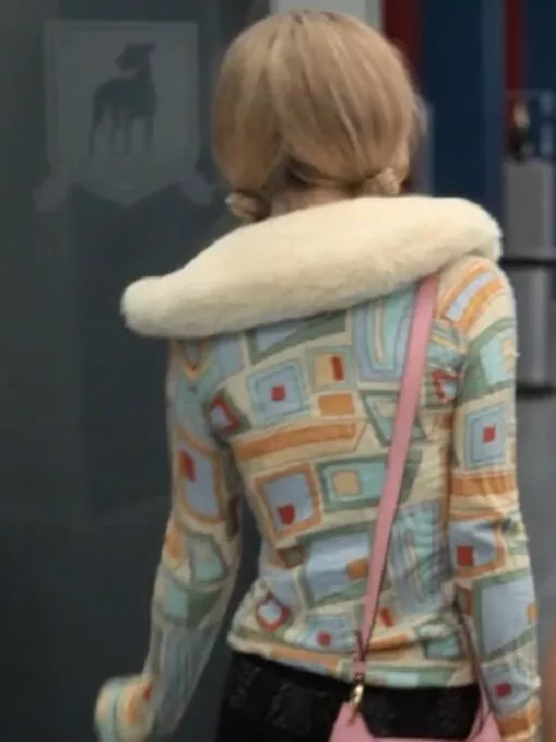 Ted Lasso S03 Keeley Jones Printed Fur Collar Cardigan Ted Lasso S03 Keeley Jones Printed Fur Collar Cardigan