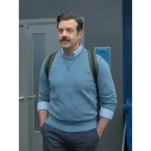 Ted Lasso Jason Sudeikis Baby Blue Sweater Ted Lasso Jason Sudeikis Baby Blue Sweater