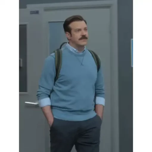 Ted Lasso Jason Sudeikis Baby Blue Sweater Ted Lasso Jason Sudeikis Baby Blue Sweater
