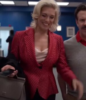  	Ted Lasso Rebecca Welton Red Suiting Fabric Blazer