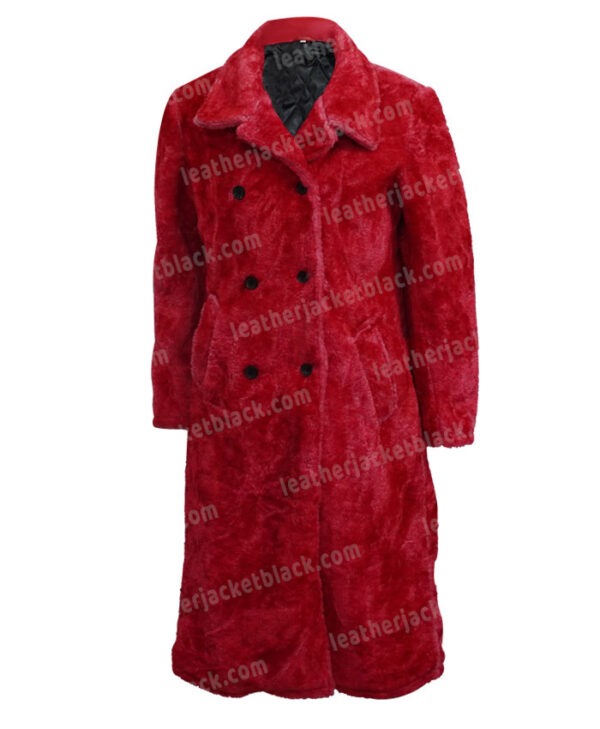 Juno Temple Ted Lasso Red Fur Coat Juno Temple Ted Lasso Red Fur Coat