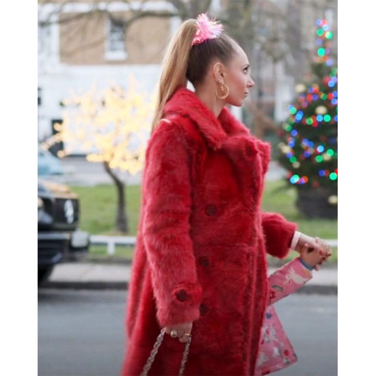Juno Temple Ted Lasso Red Fur Coat Juno Temple Ted Lasso Red Fur Coat