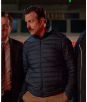  	Ted Lasso Jason Sudeikis Navy Blue Parachute Jacket