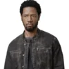  	Colony Broussard Black Distressed Leather Jacket