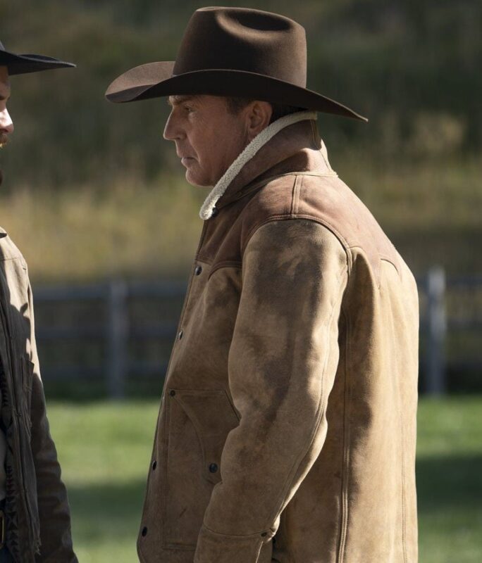 Yellowstone S03 John Dutton Beige and Brown Leather Jacket