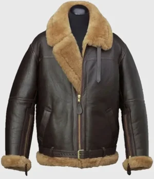  Elvin B-3 Shearling Brown Leather Aviator Jacket