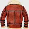  Pry Double Collar B-3 Shearling Red Leather Aviator Jacket