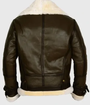  Terry Army B-3 Shearling Green Leather Aviator Jacket