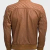  Men’s Quilted Tan Brown Sheepskin Leather Jacket