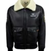  Jared Top Gun Shearling Fur B3 Black Leather Jacket