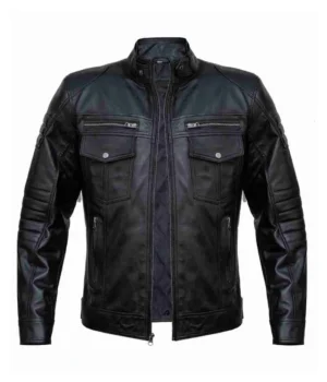  Black Men Stylish Cafe Racer Leather Jacket