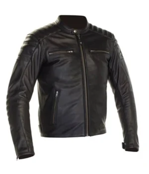  Black Mens Snap-Tab Cafe Racer Jacket