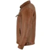  Brown Cafe Racer Leather Jacket For Mens