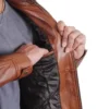  Men’s Brown Quilted Shoulders Cafe Racer Cognac Leather Jacket