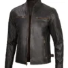  Men’s Dark Brown Cafe Racer Leather Jacket