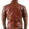  Quilted Brown Men’s Motorcycle Cafe Racer Leather Jacket