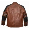  Quilted Shoulder Leather Brown Motorcycle Street Jacket