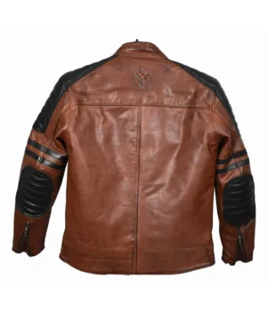  Quilted Shoulder Leather Brown Motorcycle Street Jacket