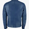 Mens Blue Cafe Racer Leather Jacket