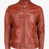  Mens Brown Cafe Racer Leather Jacket