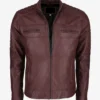  Mens Chocolate Brown Cafe Racer Leather Jacket