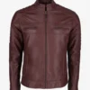  Mens Chocolate Brown Cafe Racer Leather Jacket