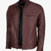  Mens Chocolate Brown Cafe Racer Leather Jacket