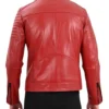  Red Mens Cafe Racer Leather Quilted Jacket