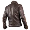  Vinatge Men’s Brown Cafe Racer Stand-Up Collar Jacket