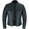  Mens Premium Cafe Racer Leather Motorcycle Jacket with Zipper
