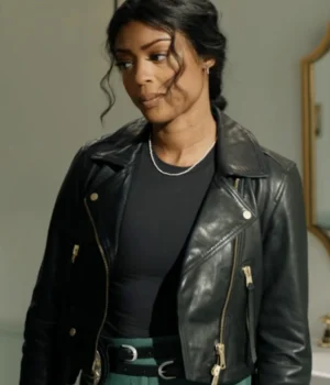  Daphne High Potential Black Leather Jacket