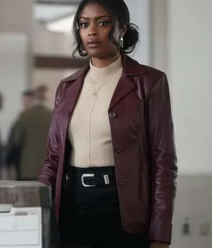  Javicia Leslie High Potential Leather Blazer