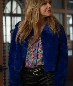 Kaitlin Olson High Potential Blue Fur Jacket