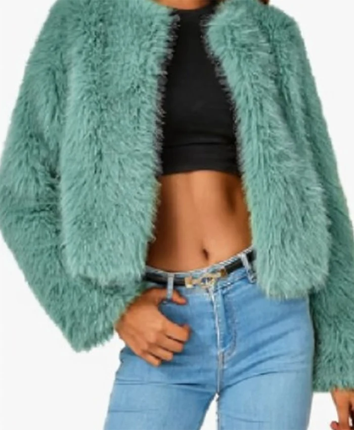 Morgan Gillory High Potential Teal Fur Jacket Morgan Gillory High Potential Teal Fur Jacket