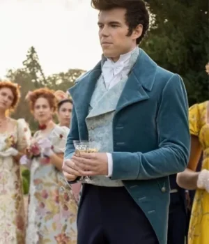  Bridgerton Colin Bridgerton Teal Velvet Long Tail Coat