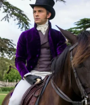  Bridgerton S02 Anthony Prince Long Purple Coat