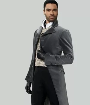  Bridgerton Simon Basset Grey Velvet Long Tailcoat