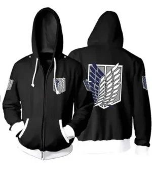  Attack On Titan Black Hoodie Jacket