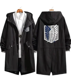  Attack on Titan Eren Levi Black Hooded Cotton Coat